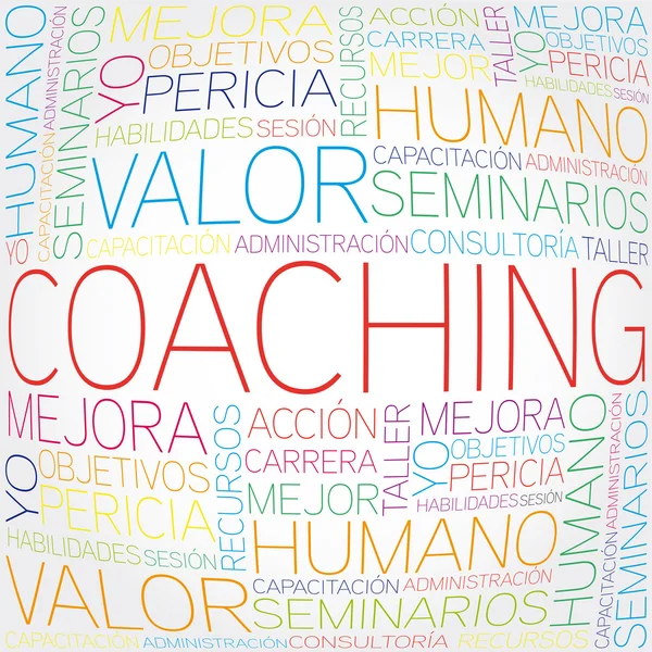 Coaching concept related words in tag cloud — Stock Vector