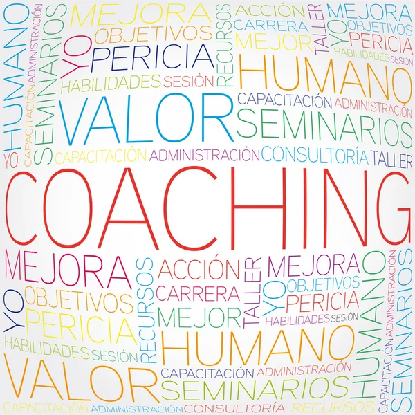 Concepto de coaching palabras relacionadas en tag cloud — Archivo Imágenes Vectoriales