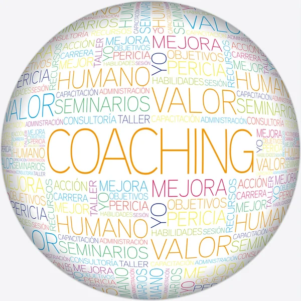 Coaching concept related words in tag cloud — Stock Vector