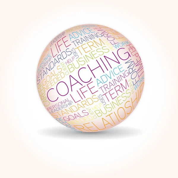 Parole relative al concetto di coaching nel tag cloud — Vettoriale Stock