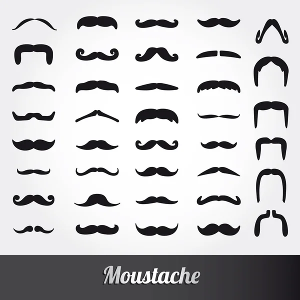 Ensemble de vecteurs de moustache — Image vectorielle