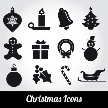 Noel ve kış Icons collection - siluet vektör