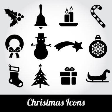 Noel ve kış Icons collection - siluet vektör