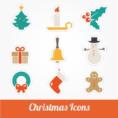 Noel ve kış Icons collection - siluet vektör