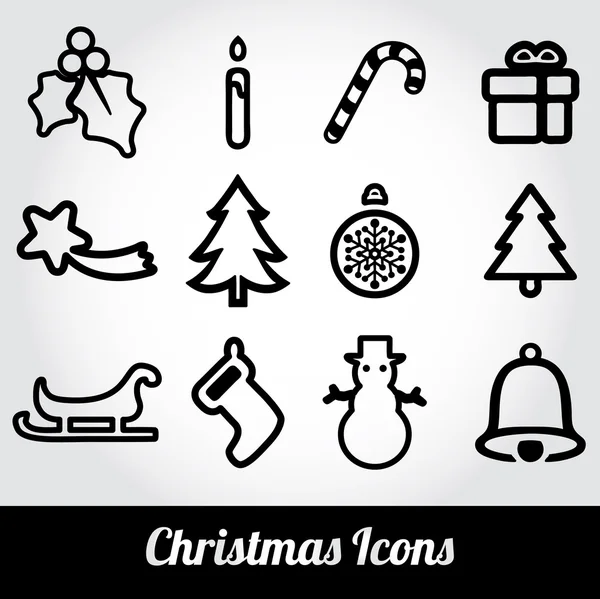 Kerstmis en winter pictogrammen collectie - vector silhouet — Stockvector
