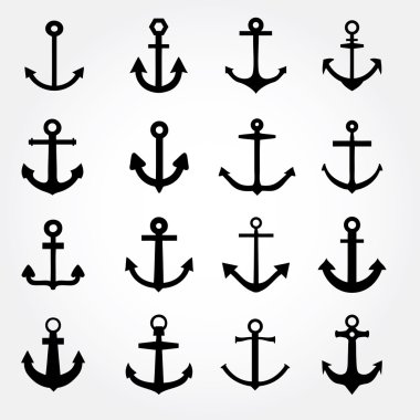 Set of anchor symbols or logo template vector clipart
