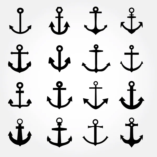 Set of anchor symbols or logo template vector — Stock Vector