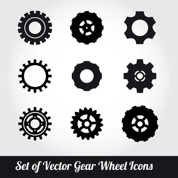 Ruedas de engranajes iconos vector conjunto — Vector de stock