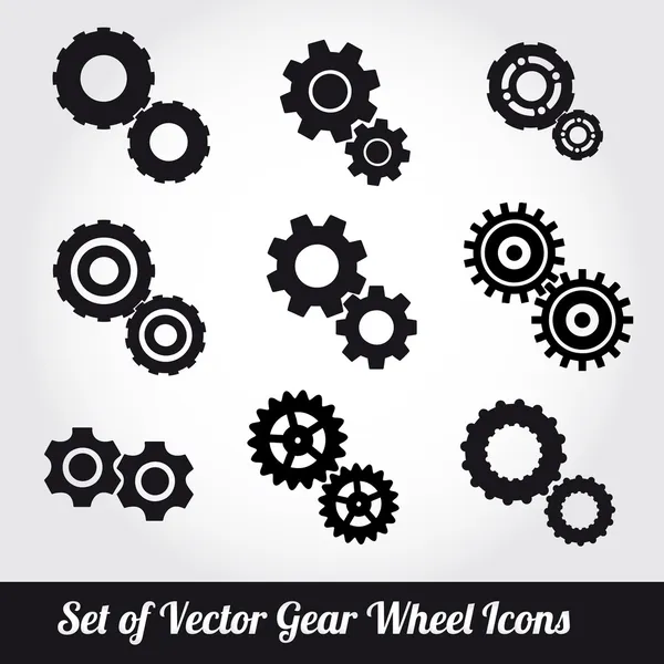 Tandwielen iconen vector set — Stockvector