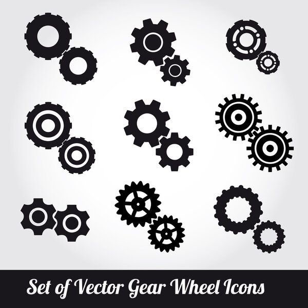 Gear wheels icons vector set