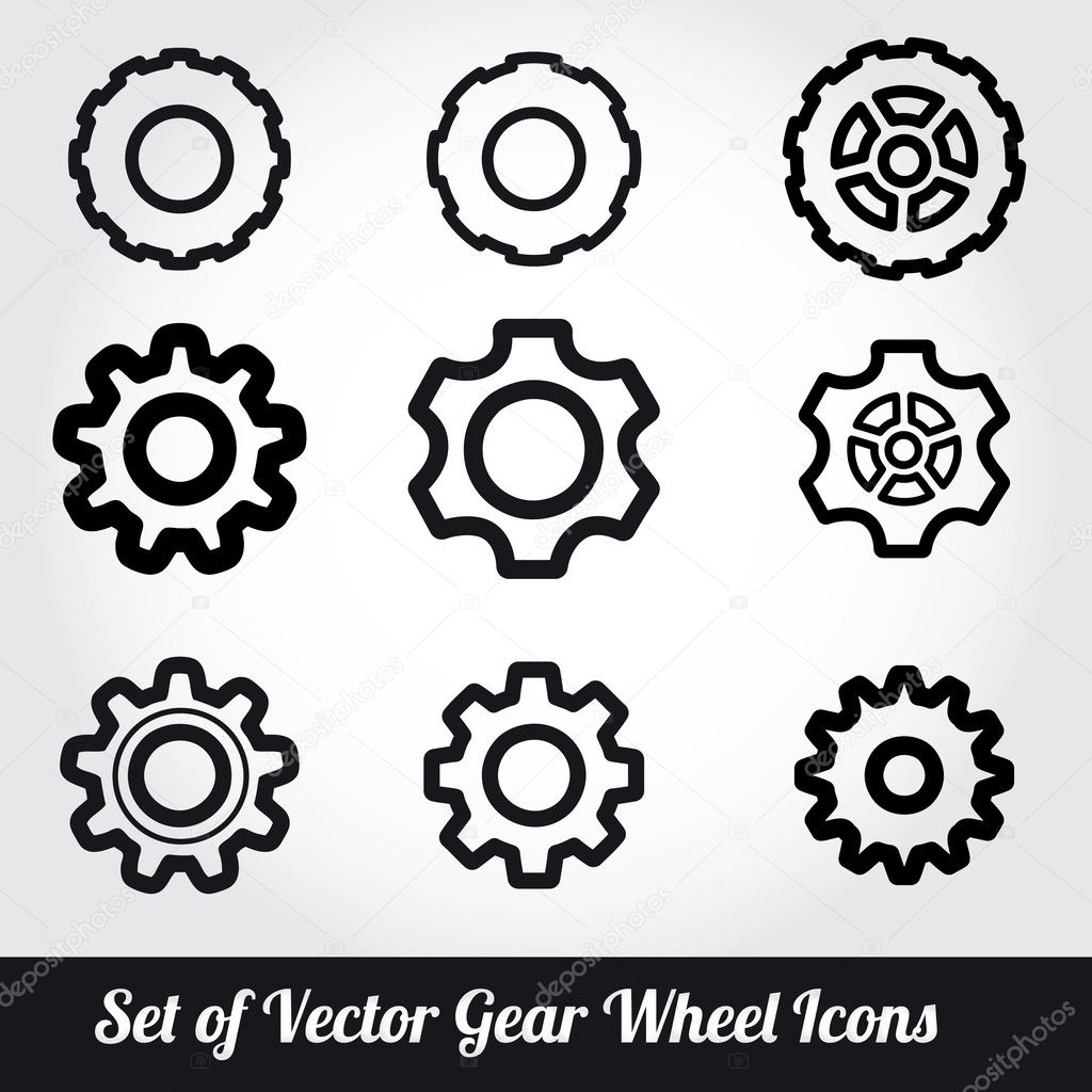 Gear wheels icons vector set
