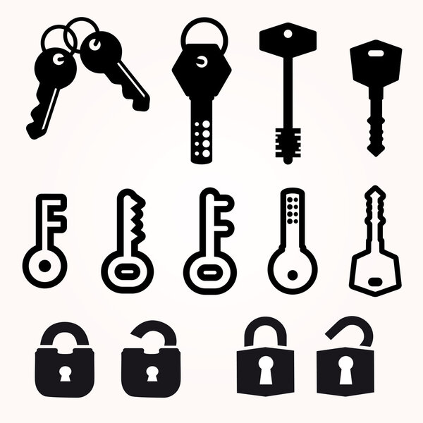 Icon Key, Black Silhouette Vector, decorative items