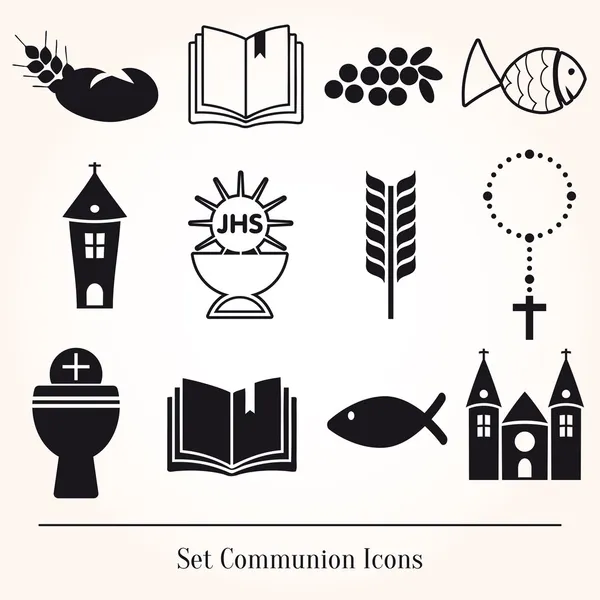 Set Illustration einer Kommunion, die traditionelle christliche Darstellung — Stockvektor