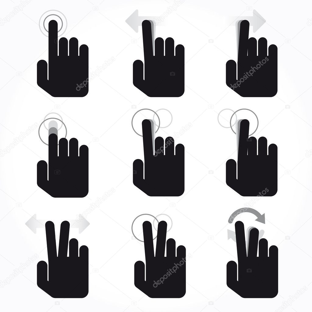 Gesture icons for touch devices