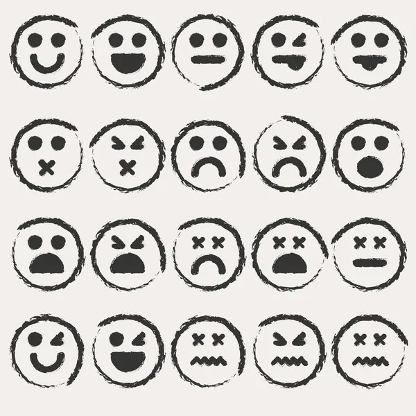Conjunto smileys emoticons vetor —  Vetores de Stock