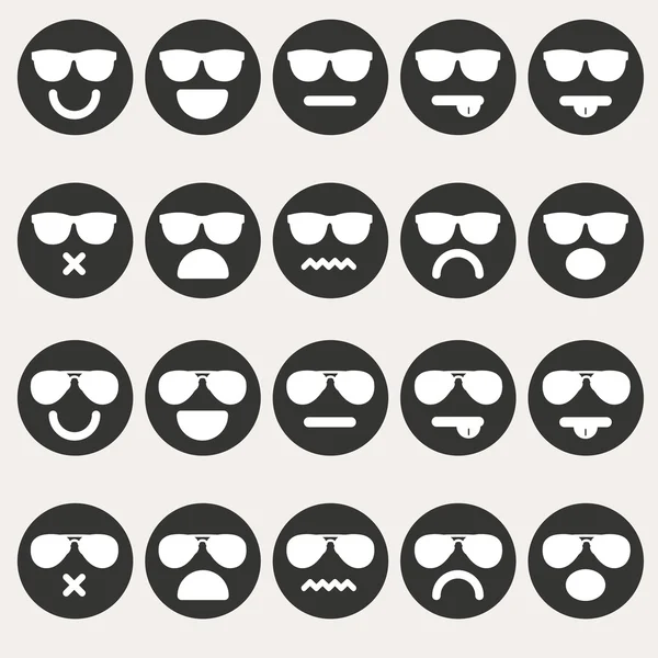 Conjunto smileys emoticons vetor —  Vetores de Stock