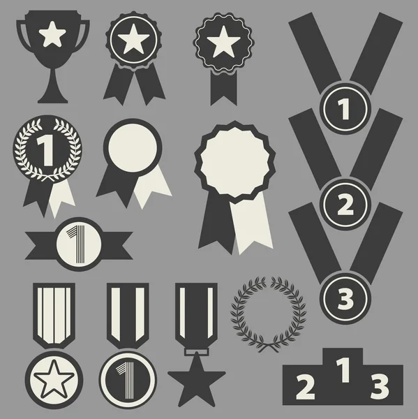 Trophy and awards icons set — Stock Vector