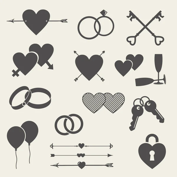 Bruiloft icons set — Stockvector