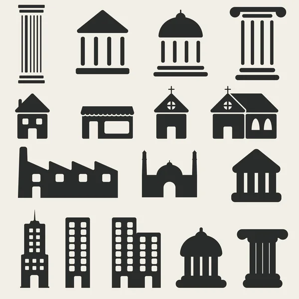 Building Icons Set. Vector illustration — Stock Vector