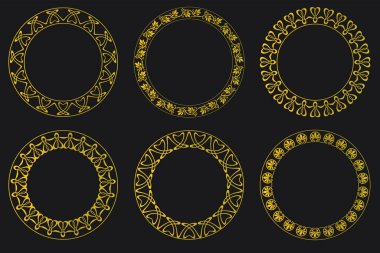 Yuvarlak çerçeve Art Nouveau tarzında ayarlandı. Vektör illüstrasyonu