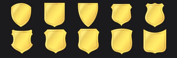 Golden Shields Set Heraldic Gold — Stock Vector
