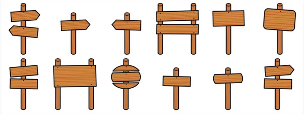 Reihe Von Vektorschildern Aus Holz — Stockvektor