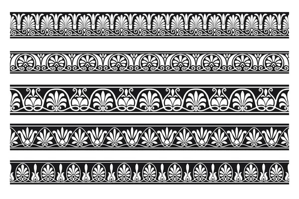 Set Decorative Seamless Ornamental Border Vector Modular — Stock Vector