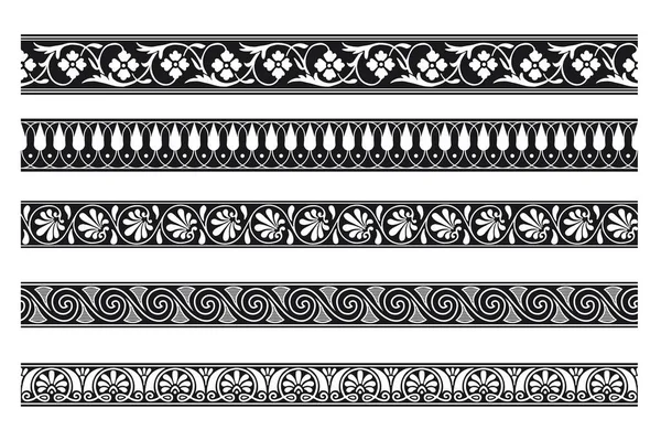 Set Decorative Seamless Ornamental Border Vector Modular — Stock Vector