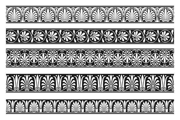 Conjunto Borda Ornamental Sem Costura Decorativa Vector Modular —  Vetores de Stock