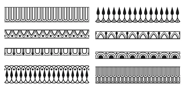 Decorative Seamless Borders Vintage Geometric Design Elements Set — Stok Vektör