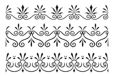 Dekoratif süslemesiz dekoratif kenarlık kümesi - Vektör modülü