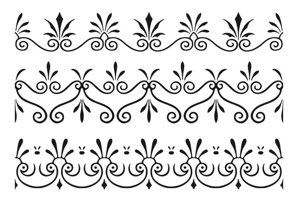 Set Decorative Seamless Ornamental Border Vector Modular — Stock Vector