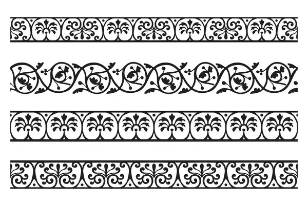 装飾的なシームレスな装飾境界線のセット ベクターモジュール — ストックベクタ