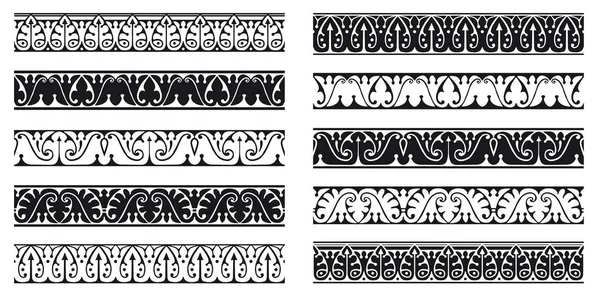 Ensemble Bordure Ornementale Décorative Sans Couture Vecteur Modulaire — Image vectorielle