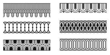 Decorative seamless Art Deco borders vintage geometric design elements set