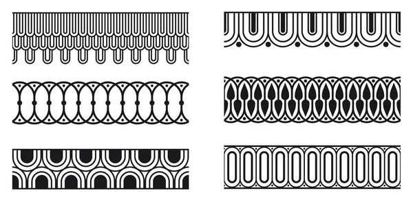 Decorative Seamless Art Deco Borders Vintage Geometric Design Elements Set — Stock Vector