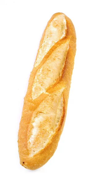 Pão longo, Baguette sobre fundo branco — Fotografia de Stock