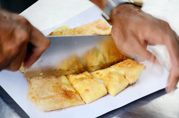 Dessert style of fried Roti with banana in Thailand — Stock Photo, Image
