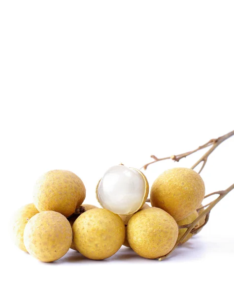 Beyaz arka planda longan meyvesi — Stok fotoğraf