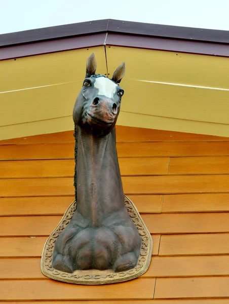 Ló feje art fából készült fal — Stock Fotó