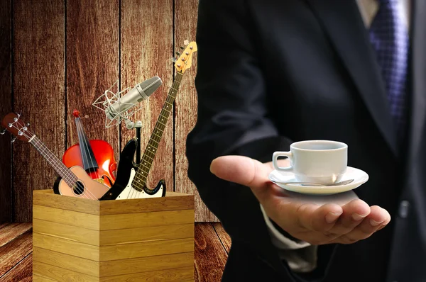 Riposo dalla formazione musicale, concetto di pausa caffè — Foto Stock