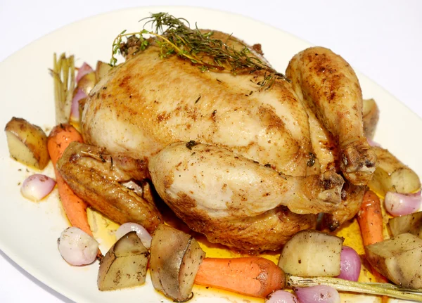 Pečené kuře se zeleninou — Stock fotografie