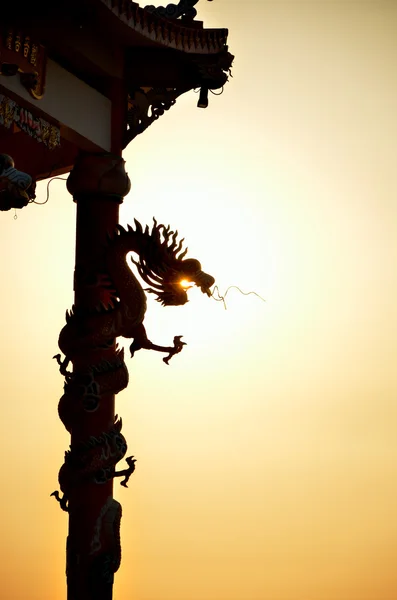 Statue colonne rouleau dragon silhouette — Photo