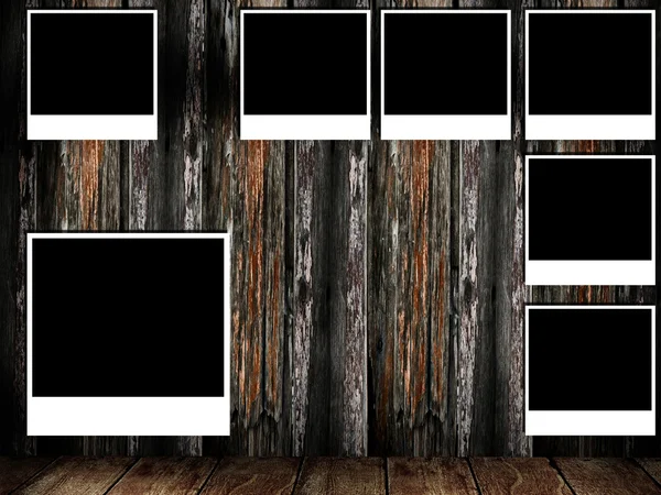 木製の壁、ヴィンテージの概念上のフォト フレーム — ストック写真