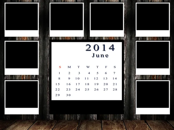 Kalender 2014 Set mit Fotorahmen an Grunge-Wand — Stockfoto