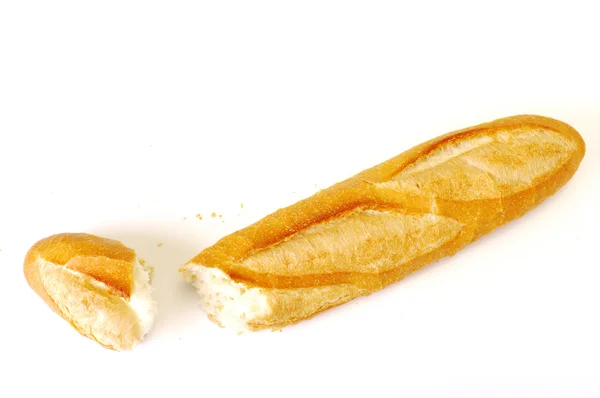 Pane lungo, Baguette su sfondo bianco — Foto Stock