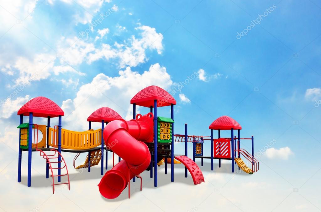 Colorful children s playground on the cloud