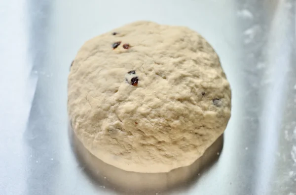 Homemade raisin bread dough — Stock Photo, Image