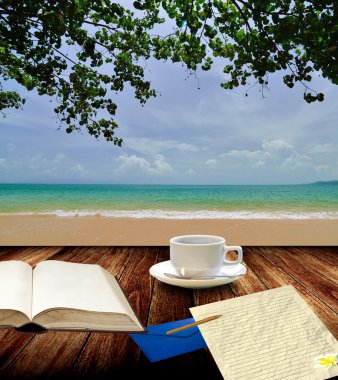 relax ahşap güverte kavramı üzerinde