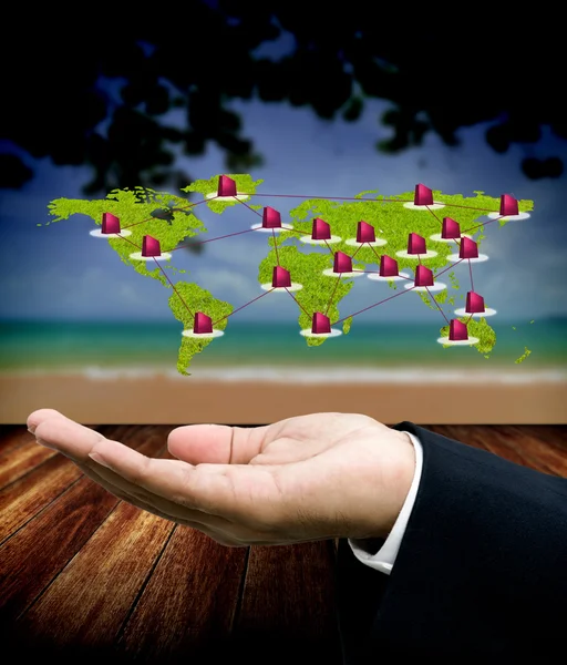 Concetto di Network Marketing, richieste di pacchetti di viaggio nel marketing online — Foto Stock